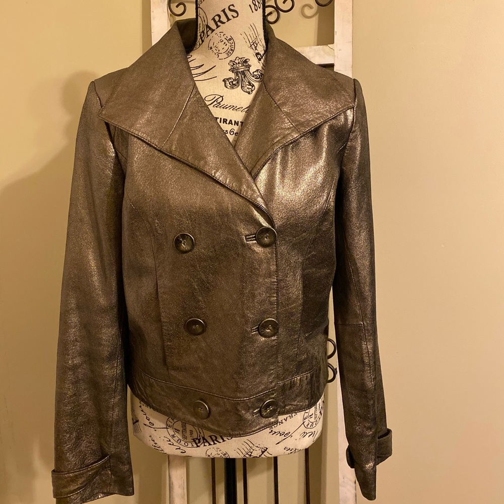 Spiegel EUC Gold Leather Moto Jacket Size 6